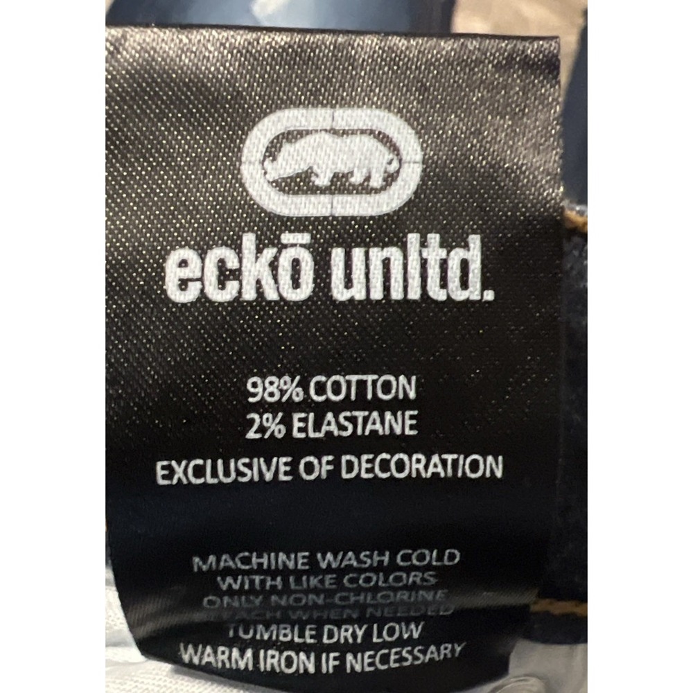 Ecko‎ Unltd Dark Wash Low Rise Men's Distressed Skinny Blue Jeans, Size 32x32 - Picture 10 of 12